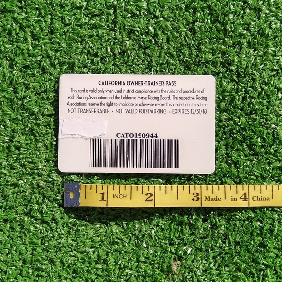 2018 Collectible Expired California Owner-Trainer Horse Racing Pass Card New - Picture 2 of 2